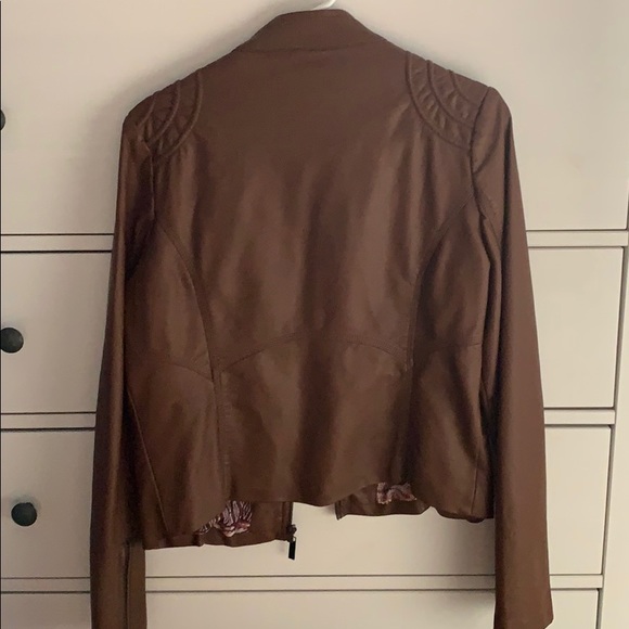 NWOT Brown Faux Leather Jacket - Picture 2 of 2